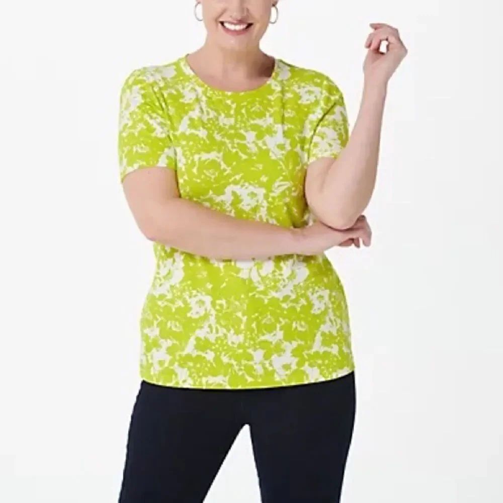Isaac Mizrahi Live! Short-Sleeves Floral Printed Easy Tee